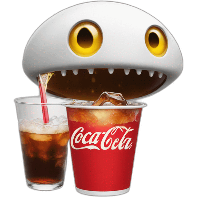 a UFO drinking coke and doing ok emoji