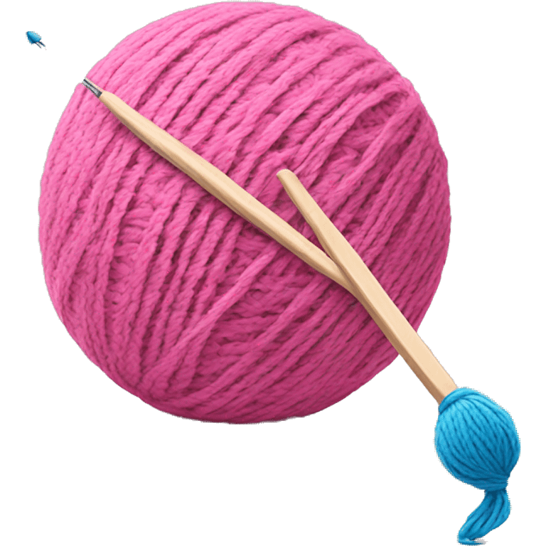 Pink yarn ball with blue crochet hook emoji