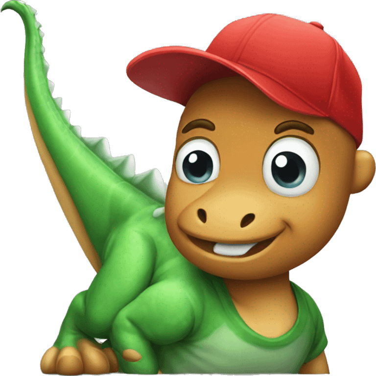 Dinosaur with red t shirt emoji