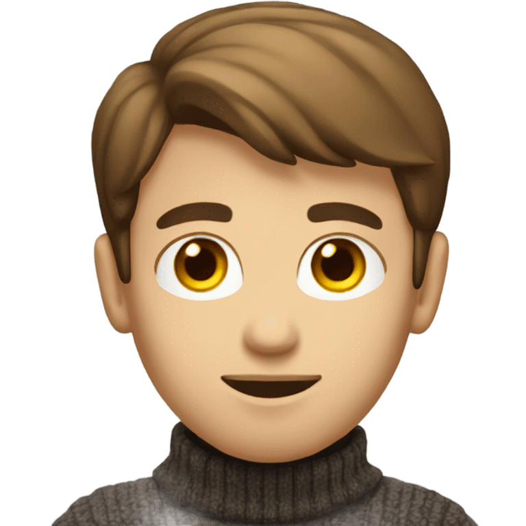 Boy developer with brown hair and beard in turtleneck sweater emoji