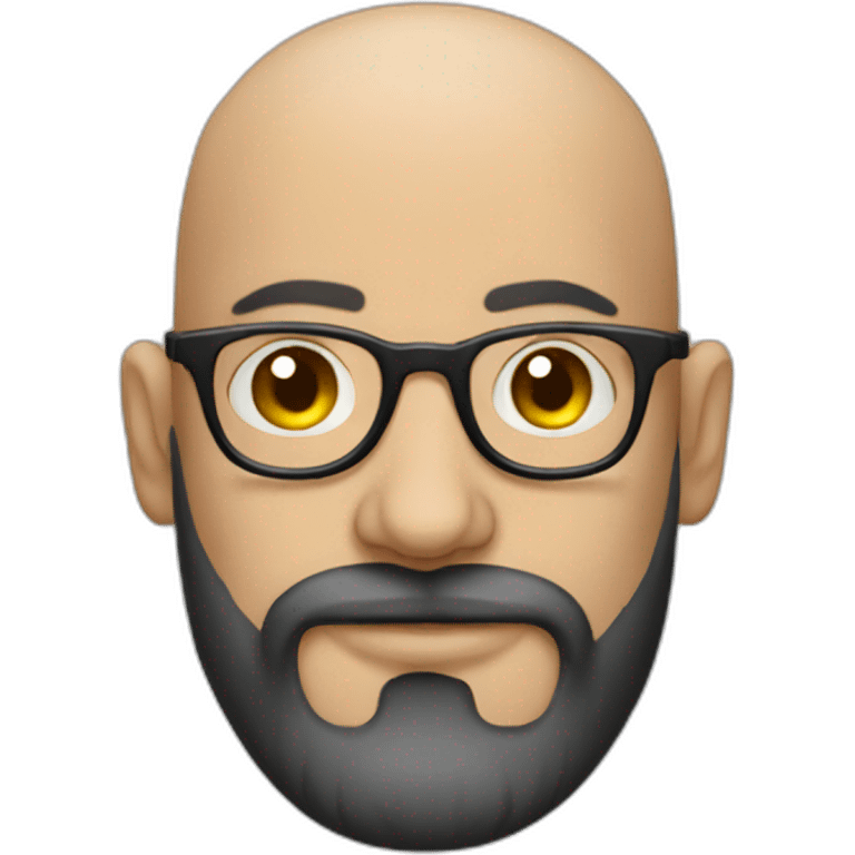 Tattooed bald man with beard and glasses emoji