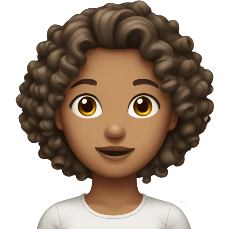 Brunette girl with curly hair emoji