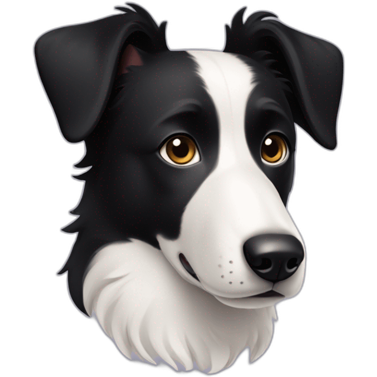 black short hair border collie with white neck and black nose floppy ears emoji