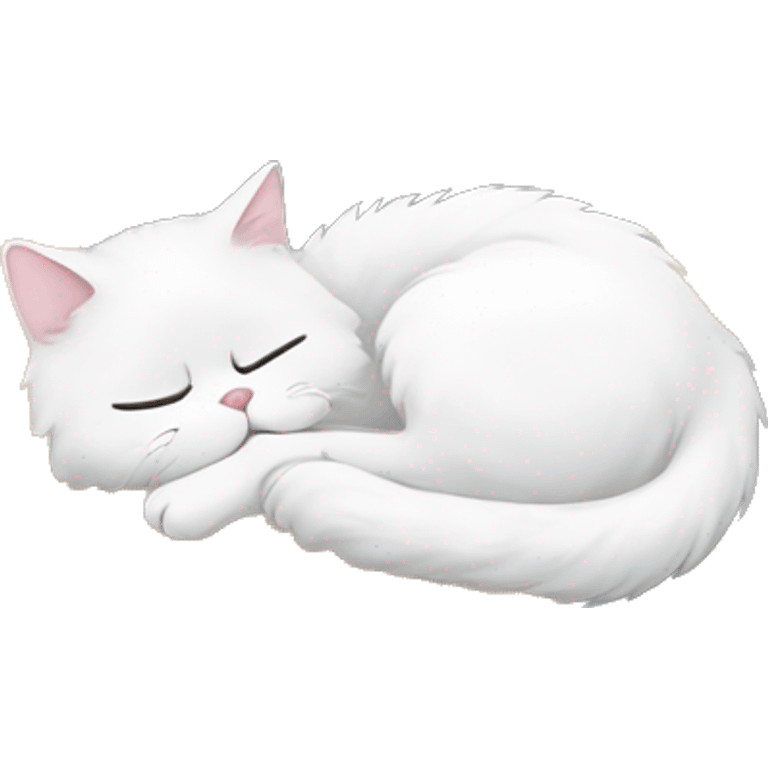 White Persian cat sleeping on crescent moon  emoji