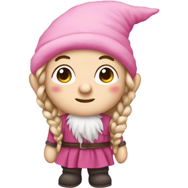 a pink gnome plushie with braids emoji