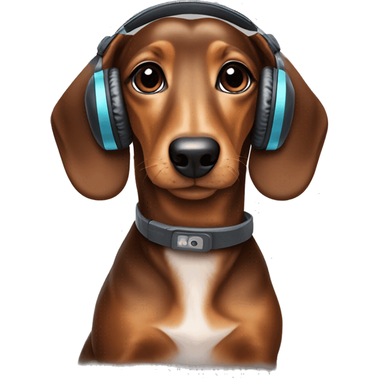 dachshund brunette dog with headphones  emoji