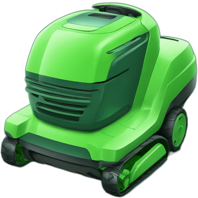 futuristic autonomous lawn mower in all green emoji