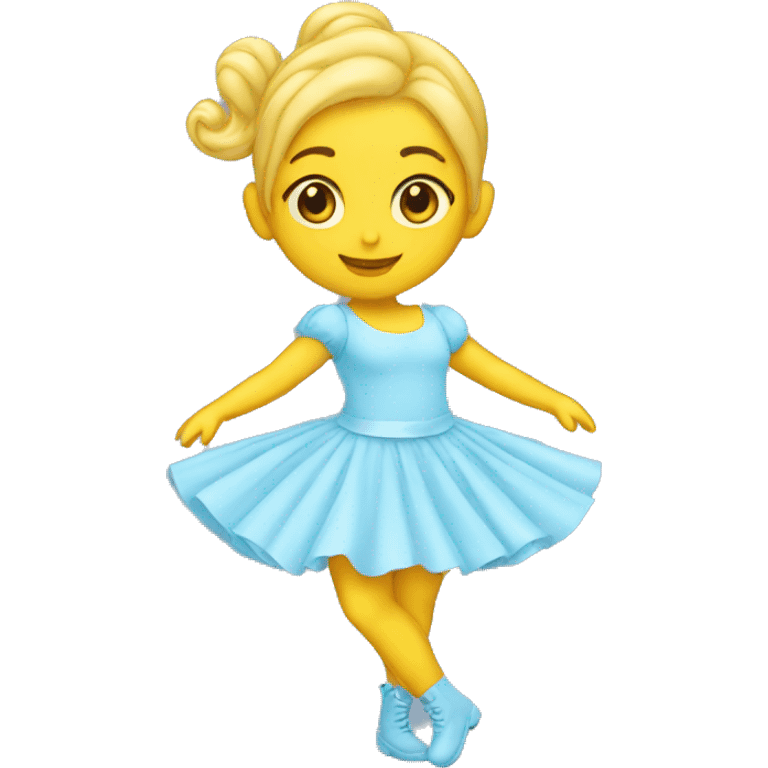 Yellow Dancer girl wearing light baby blue emoji