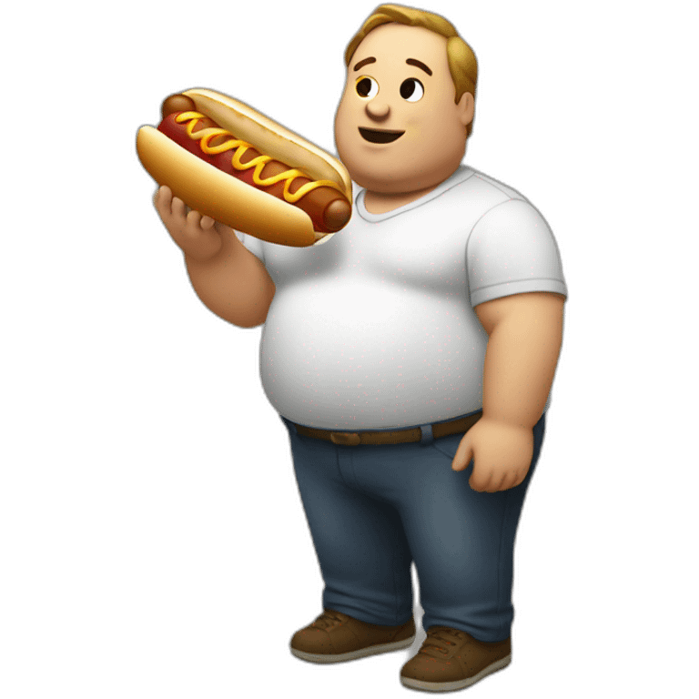 fat man eating a hot dog emoji