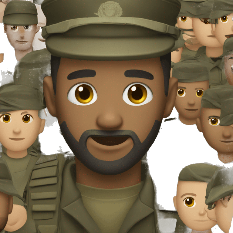 Dark brown man army soldier with beard emoji