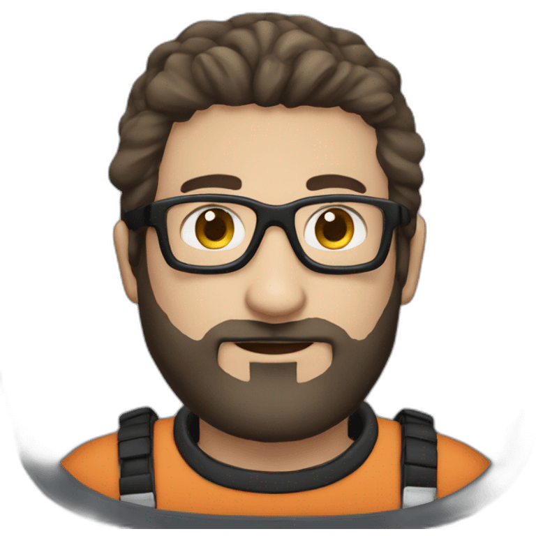 caucasian man astronaut black beard, man-bun and glasses emoji