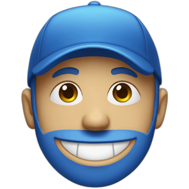 blue face smiling with a blue cap emoji