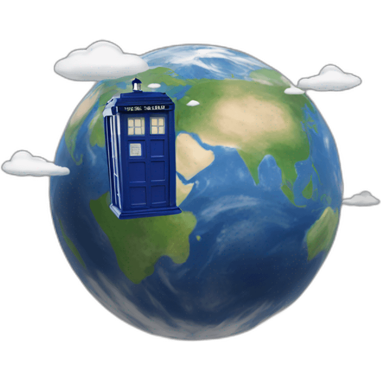 tardis flying arround the earth emoji