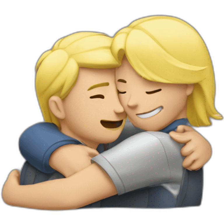 blond and tin guys hug emoji