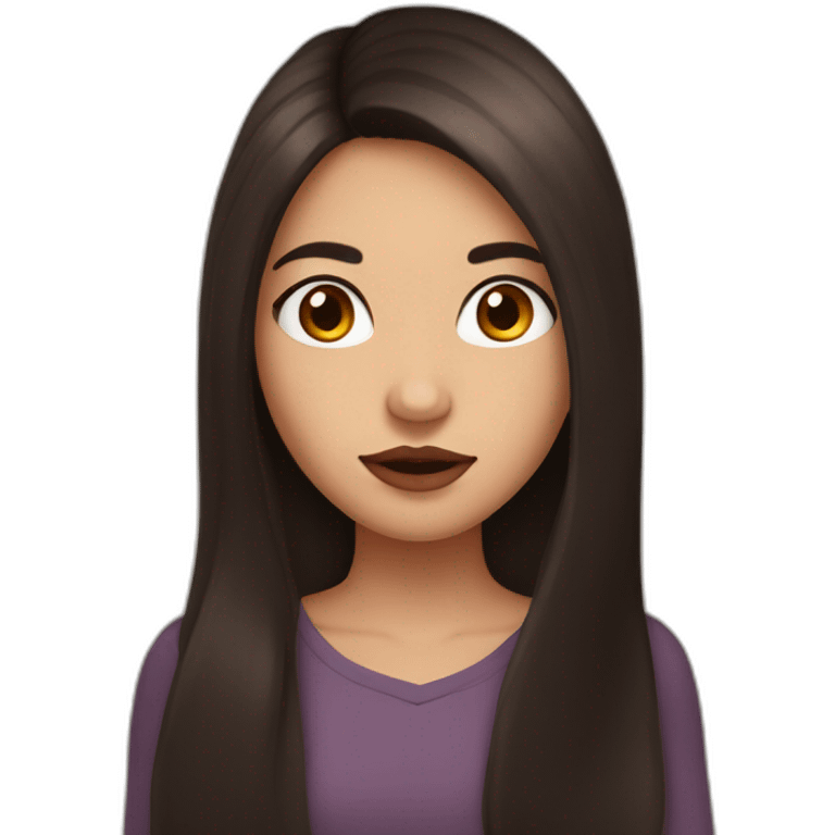 Girl with long dark hair, brown eyes and plump lips emoji