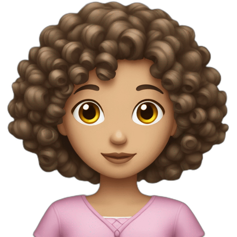 Curly hair Brunette princess with book emoji