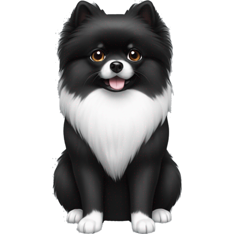 Black Pomeranian with white paws and white chest emoji