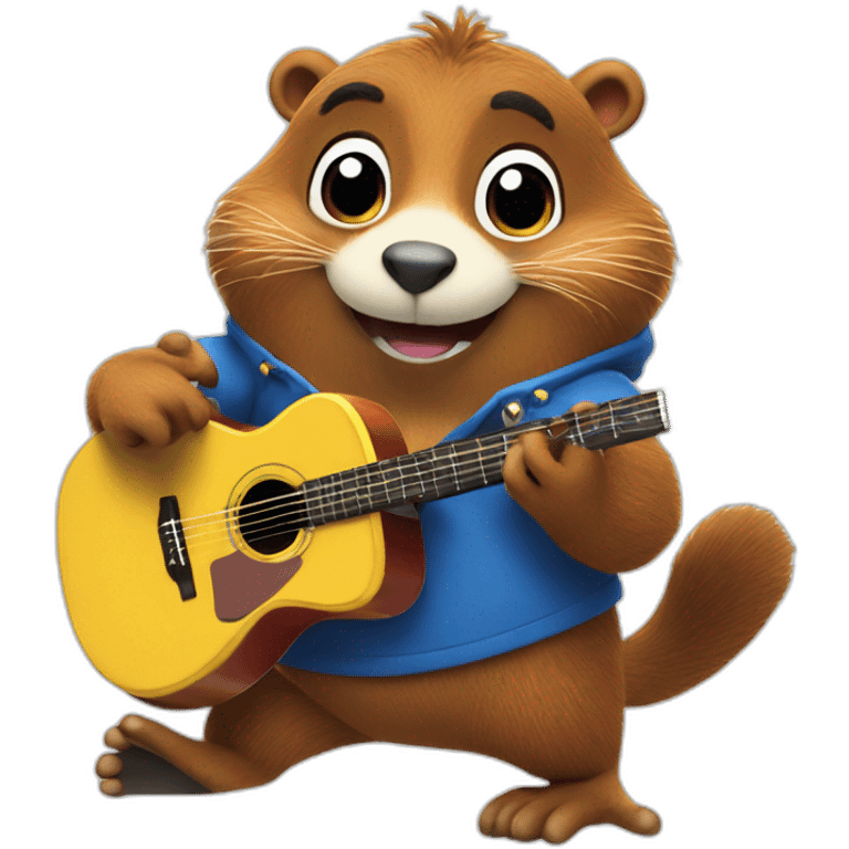 Loopy the beaver from Pororo playing a guitar emoji