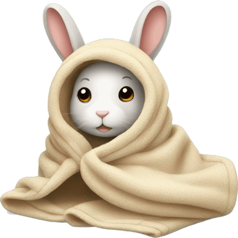 rabbit cozy in blanket emoji