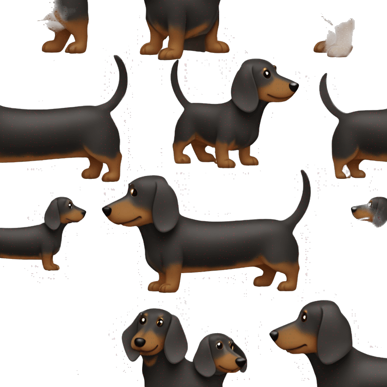 Very Wire haired wiener dog whole body dark color from the side  emoji