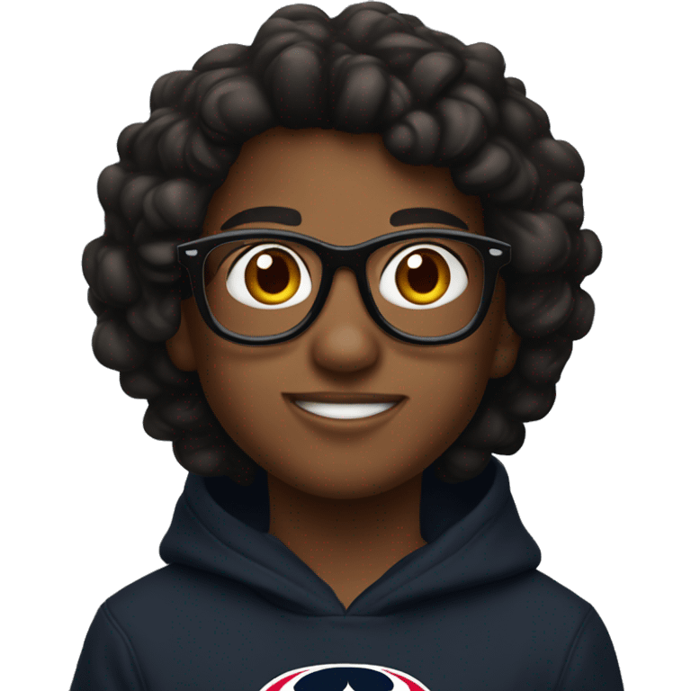 kid with glasses in black hoodie and texans jersye emoji