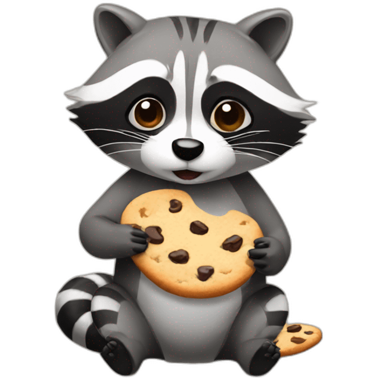 Raccoon eating cookie emoji