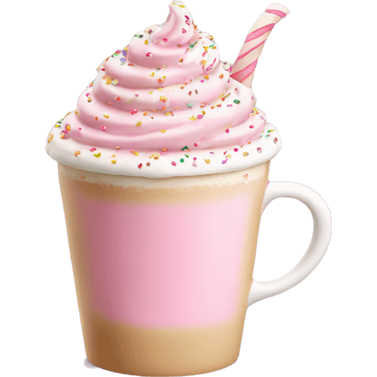 Light pink latte with sprinkles tied with a bow emoji