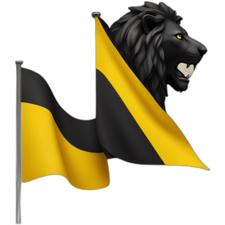 drapeau avec un fond jaune et un lion noir emoji