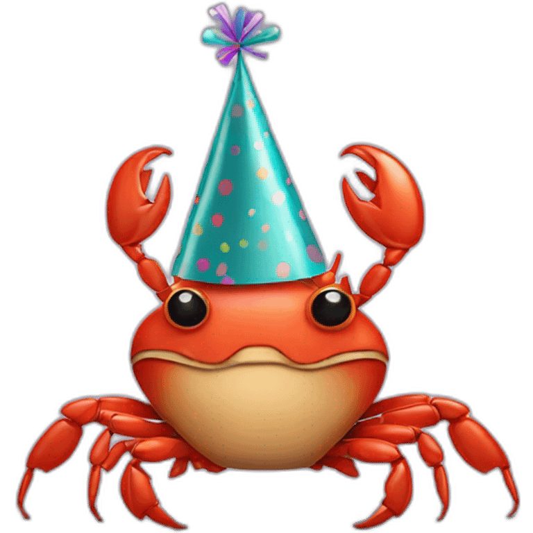 crab wearing a party hat emoji