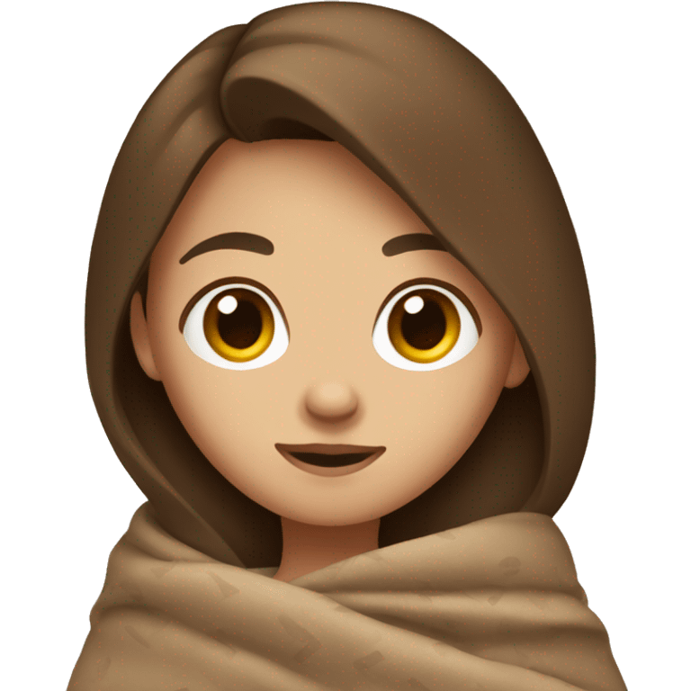 girl with brown hair cuddled with a blanket emoji