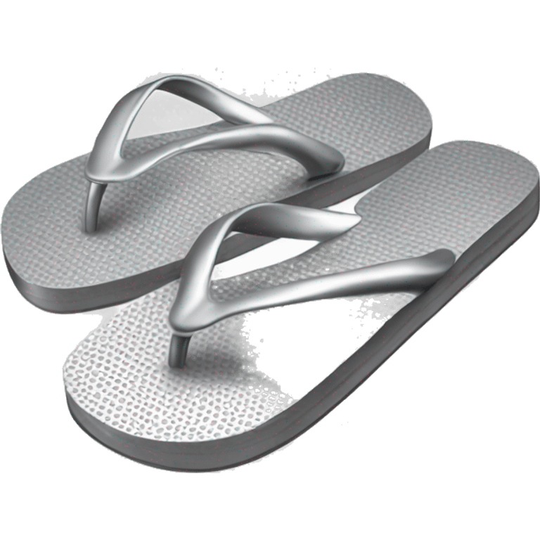 Realistic metallic silver flip flops. emoji