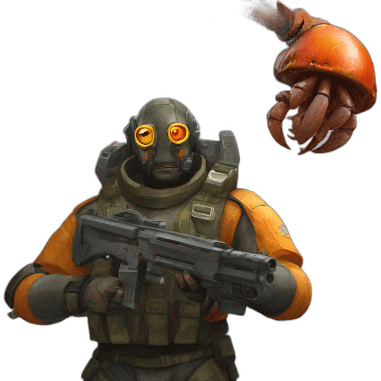 Gordan Freeman from HalfLife 1 fights with a hatcrab emoji