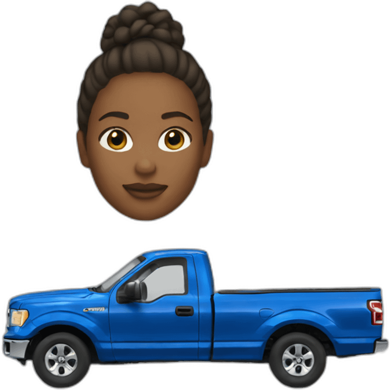 Woman driving Blue ford f150 emoji