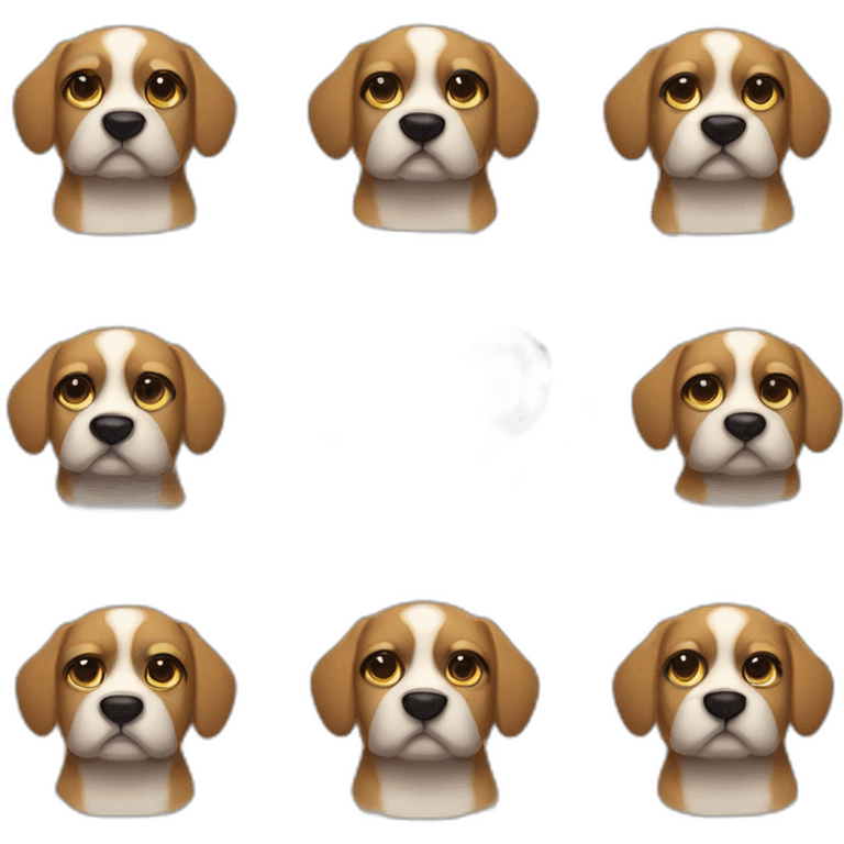 Multiple sad dog looking at us emoji