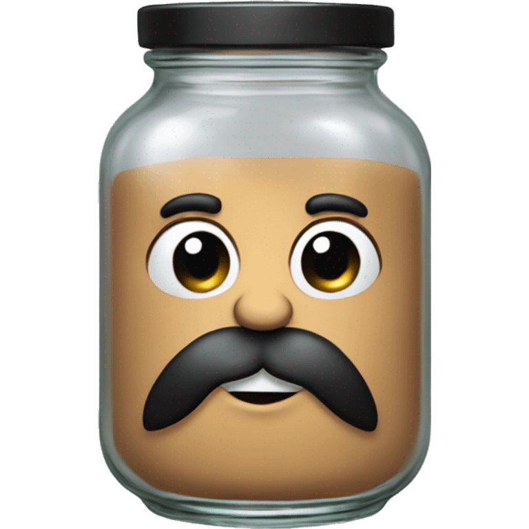 Anthropomorphic glass jar with a black beard tan skin emoji