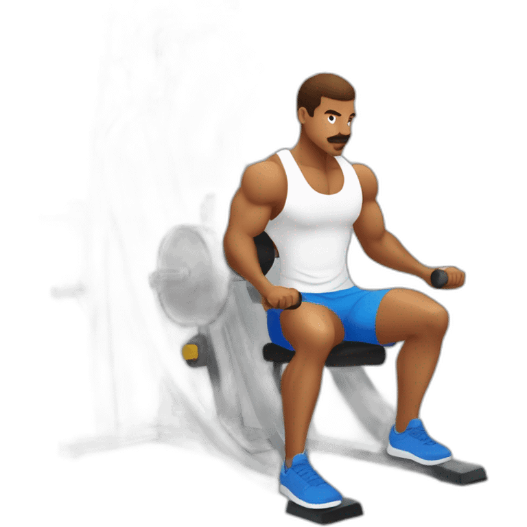 Men training legs at  Work out room with the legpress emoji