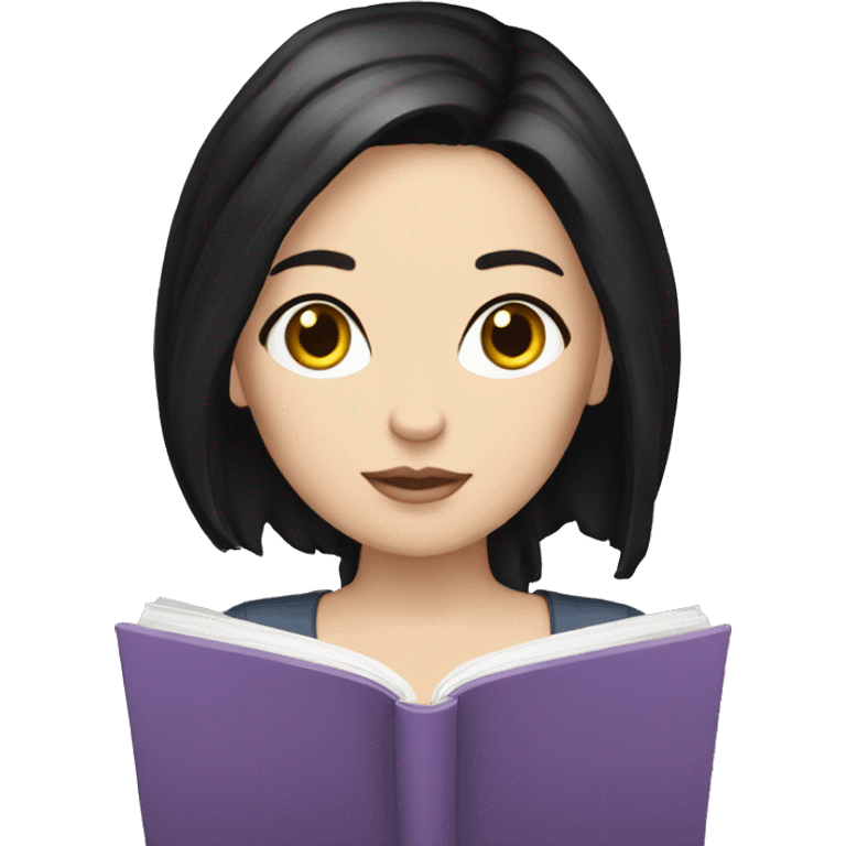 white girl with BLACK hair reading emoji