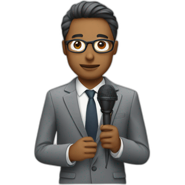 journalist with microphone emoji