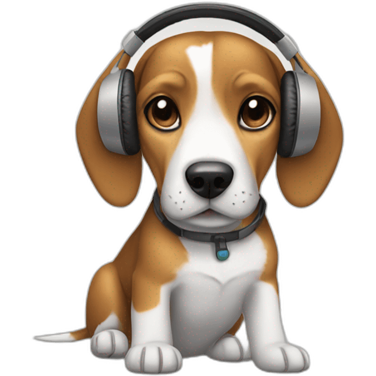 Beagle and girl in headphones emoji