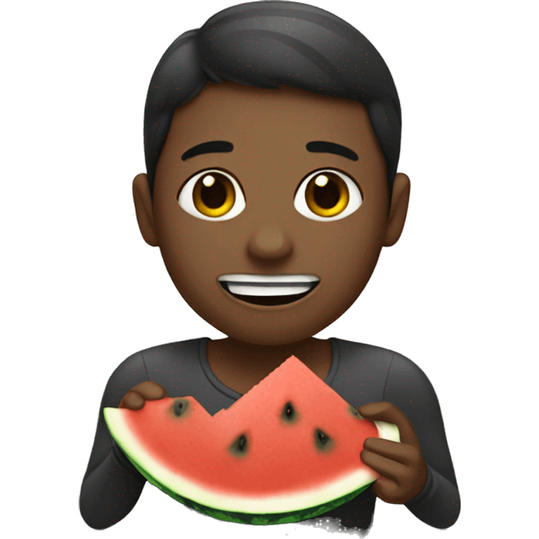 Dark toned person eating watermelon  emoji