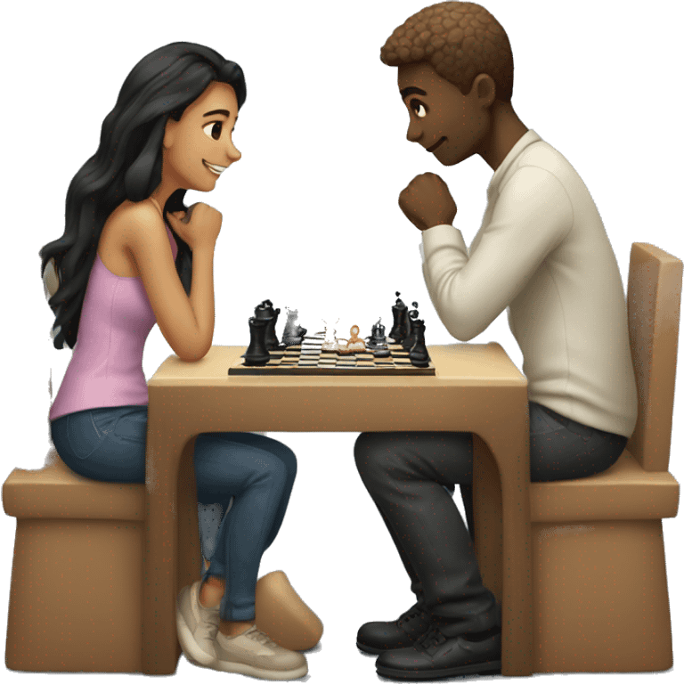 Cute couple playing chess emoji