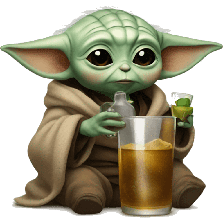 Baby Yoda drinking whiskey emoji