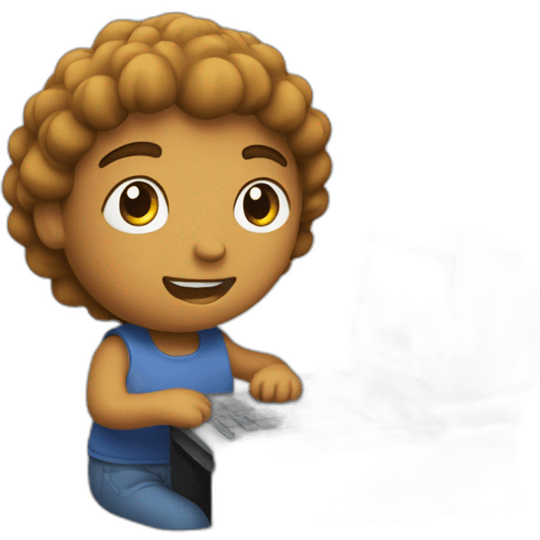 chico usando computadora emoji