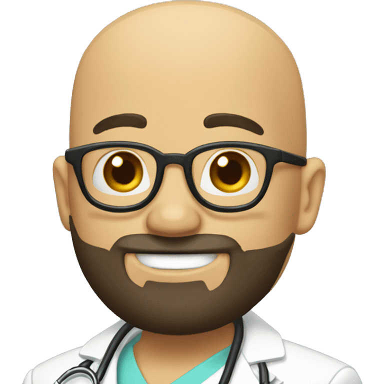 Bald head doctor tan skin crown black beard emoji