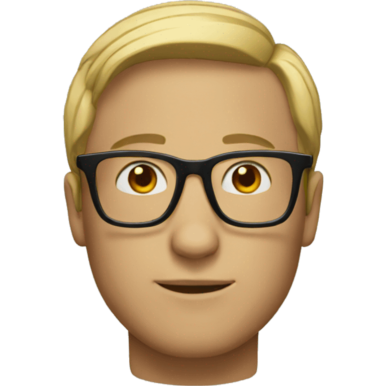 A guy with glasses and bold  emoji