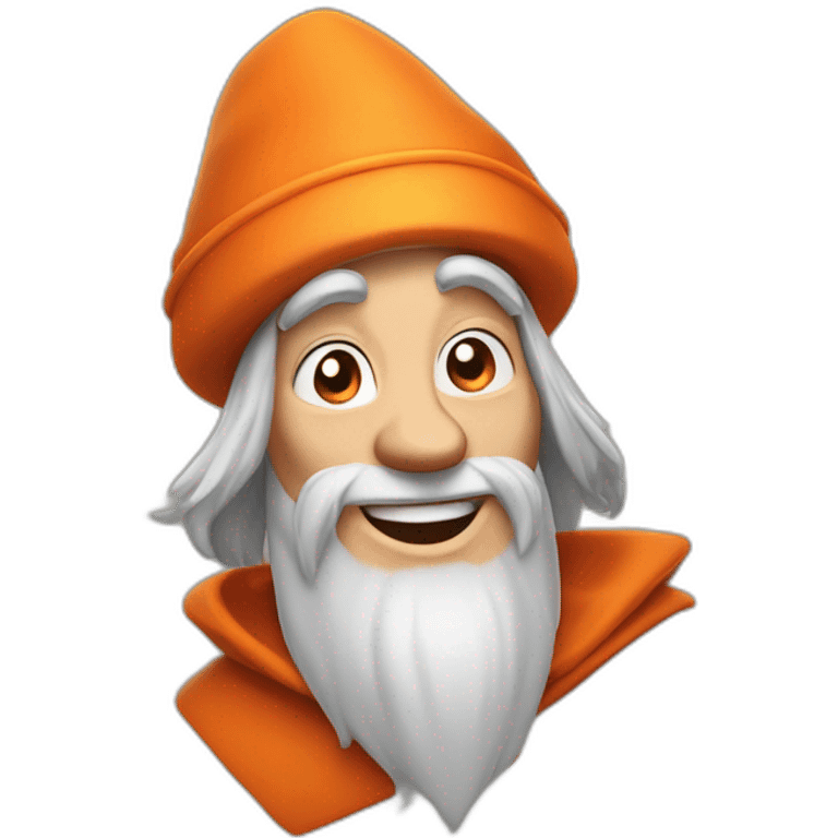 portrait smiling of a wizard style of Merlin, with orange cap, with thumbs up in Pixar style emoji