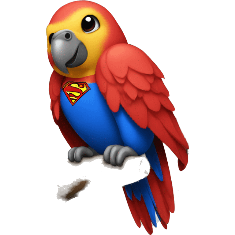 Parrot wearing Superman shirt in a tree emoji