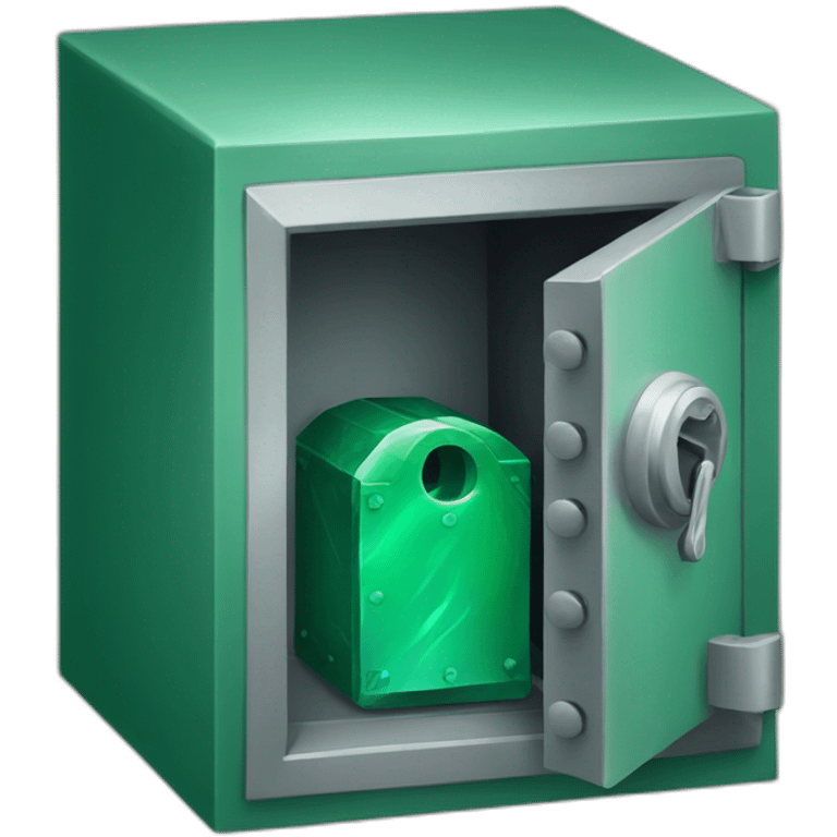 open safe in the middle of the emerald emoji