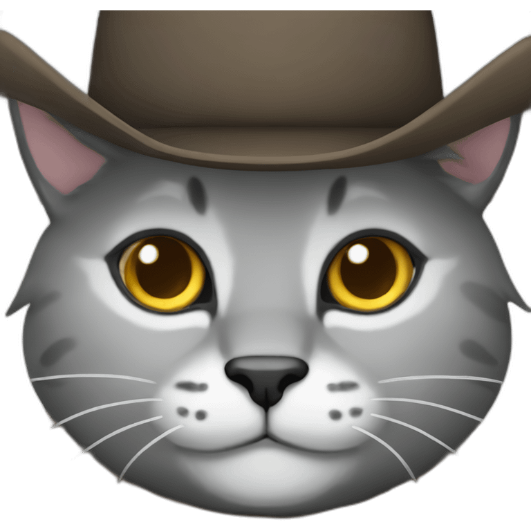 dark-gray-cat-with-white-forehead-and-brown-cowboy-hat emoji