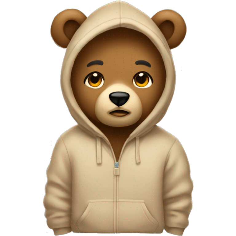 bear wearingbeige hoodie emoji